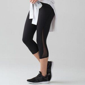 Lululemon Leggings Women Train Times Crop Mesh (17") Black Size 6
